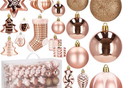 Kerstballen | 77 Stuks | Rosé/Goud