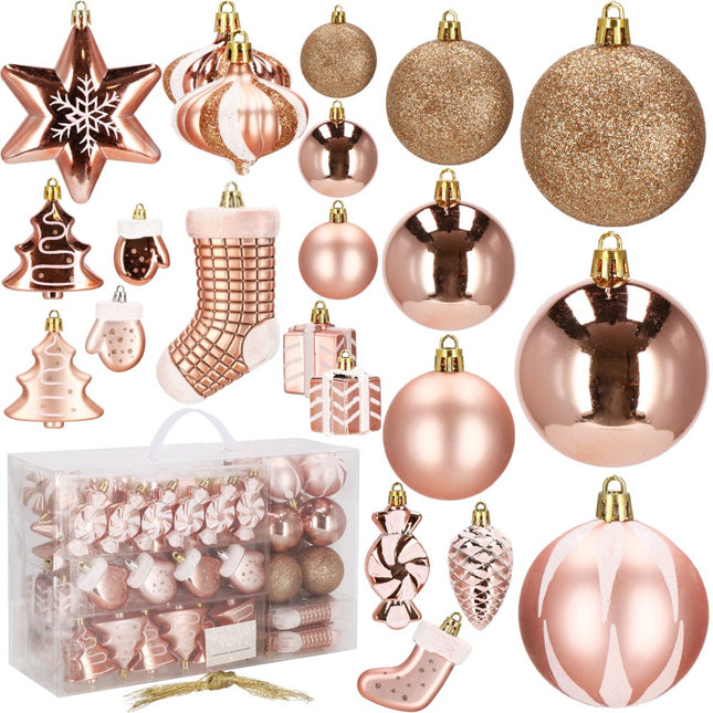 Kerstballen | 77 Stuks | Rosé/Goud