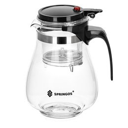 Springos Theepot | Glazen Theepot met Filter | Dubbel Zetsysteem | 1,65 L