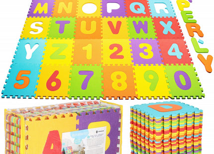 Speelmat | Speelmat Foam | Puzzelmat | 36 Stukken | Letters & Cijfers | 172 x 172 cm | Multicolor