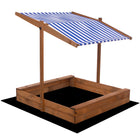 Zandbak  - Inclusief Gronddoek - Met Dak - Geïmpregneerd - Blauw/Wit -120 x 120 CM