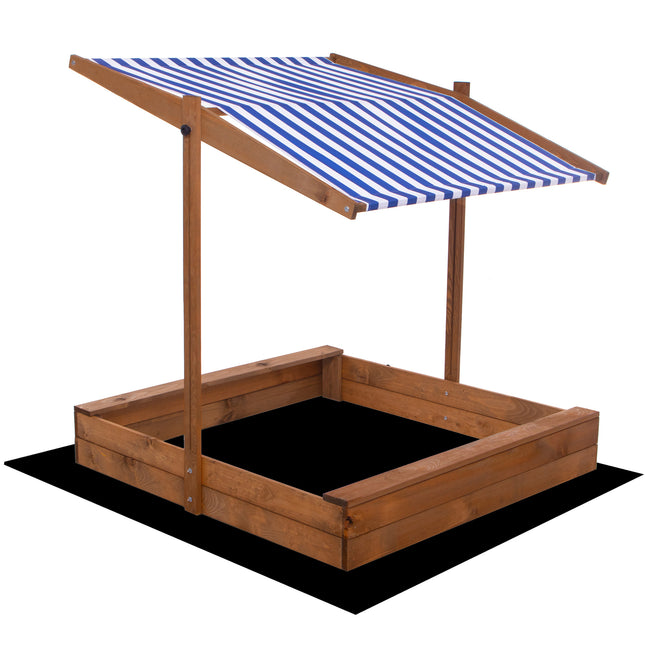 Zandbak  - Inclusief Gronddoek - Met Dak - Geïmpregneerd - Blauw/Wit -120 x 120 CM