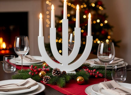 LED Kaarsenbrug | Batterijen | Wit | Warm Wit | 5 Kaarsen