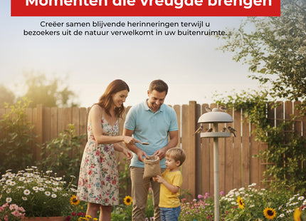Vogelvoederplek - Vogelvoederstation - Kunststof - Hout - Vogelvoeding - Staand - Bruin - Grijs - 42,5 x 36 x 125 cm