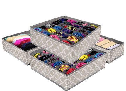 Lade Organizer Kast en Badkamer | 4 Stuks | Verschillende Afmetingen | Grijs/Wit Patroon