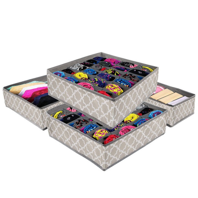 Lade Organizer Kast en Badkamer | 4 Stuks | Verschillende Afmetingen | Grijs/Wit Patroon