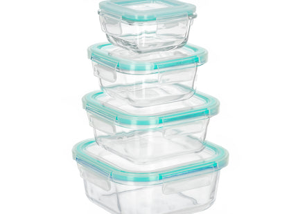 Voedselcontainer - Voorraadpot - Tempratuurbestendig - Keukenaccessoire - Set Van 8 - Borosilicaatglas - Kunststof
