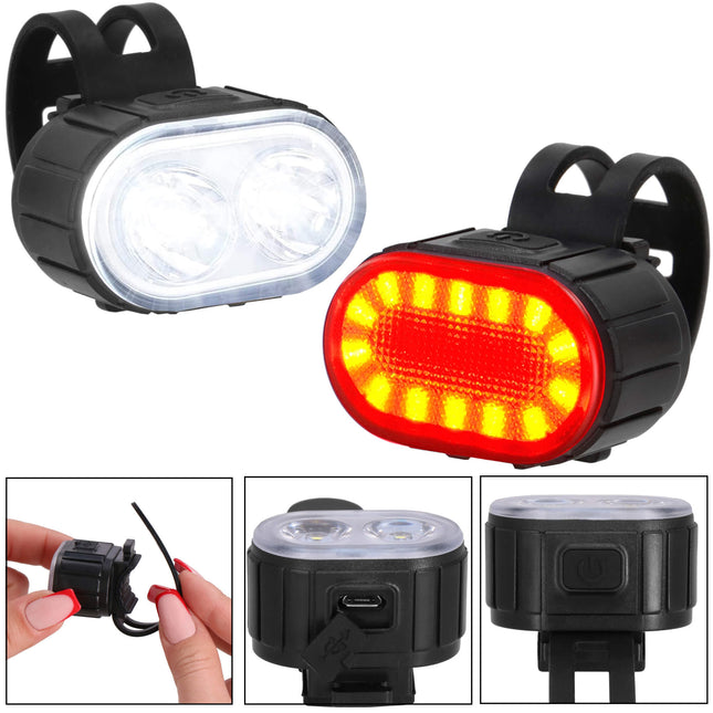 Fietsverlichting - Set Van 2 - Zonne - Energie - USB - Oplaadbaar