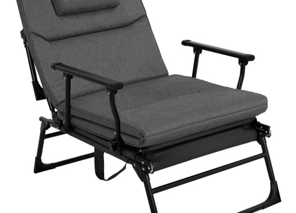 Tuinstoel 2 In 1 |Opvouwbaar | Ligstoel | Verstelbaar | Ergonomische Hoofdsteun | Zwart