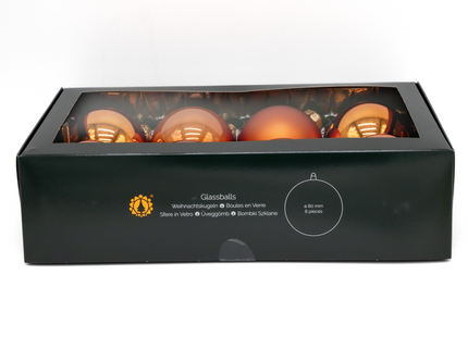 Kerstballen Glas | 8 Stuks | Glas | Mat | Glans | Oranje