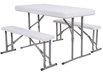 Picknick Tafel Met Bankjes - Campingtafel - Campingset - Tafel - Bankjes - Opvouwbaar - Wit - 105 x 64 x 70 cm