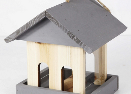 Vogelvoederstation - Voerbak - Hout - Grijs - 19 x 16 x 13.5 cm