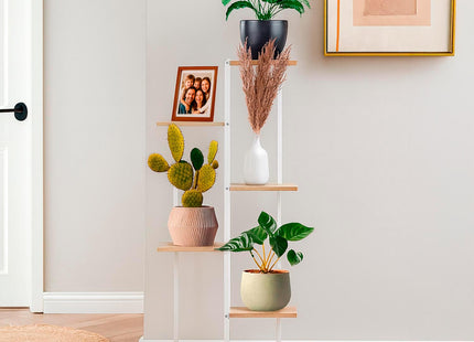 Plantenrek - Plantenstandaard - Bloemenstandaard - Bloementrap - Metaal - 6 - Laags - 60 X 20 X 113 CM - Wit