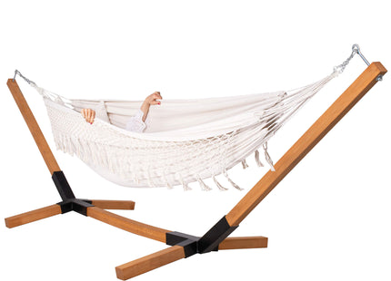 Hangmatstandaard |  Eenvoudige Montage | Weerbestendig | 300 x 100 cm | Hout/Zwart