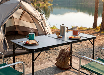 Campingtafel - Vouwtafel - Inklapbaar - Opvouwbaar - 120 x 60 x 55 cm - Zwart/Grijs