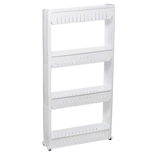 Keukentrolley | Keukentrolley Op Wieltjes | Badkamer Trolley | Opbergrek | 4 Niveaus | 101.5 x 54 x 12.5 cm | Wit