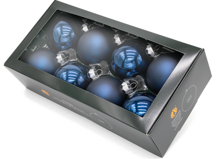 Kerstballen Glas | 8 Stuks | Mix | Glas | Mat | Glans | Donkerblauw