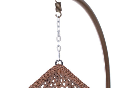 Hangstoel | Egg Hangstoel | XXL 125 cm | Inclusief Standaard & Kussen | Bruin/Rotan