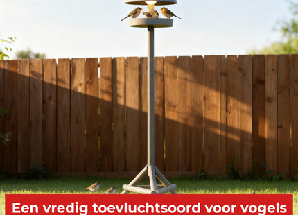 Vogelvoederplek - Vogelvoederstation - Kunststof - Hout - Vogelvoeding - Staand - Bruin - Grijs - 42,5 x 36 x 125 cm