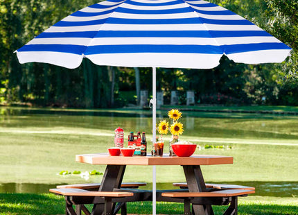 Parasol | Strand Parasol | Parasols | Opvouwbaar | 180 cm | Blauw/Wit