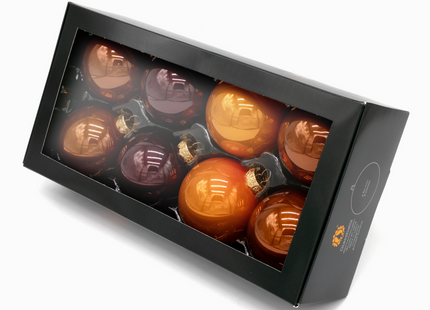 Kerstballen Glas | 8 Stuks | Glas | Glans | Oranje | Bruin