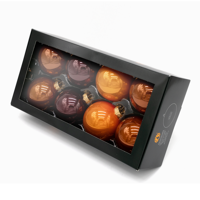 Kerstballen Glas | 8 Stuks | Glas | Glans | Oranje | Bruin