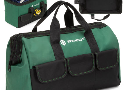 Gereedschapstas - Werkplaatstas - Gereedschapsorganizer - Vakken - Zwart/Groen - 40x18x34 cm