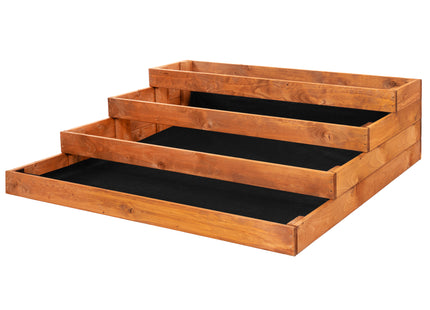 Kweekbak - Plantenbak - 4 Traps - Moestuin - Planten - Hout  - Verhoogd  - Bruin -  120 x 120 Cm