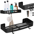 Doucherek | Badkamer Plank | Doucheplank | Aluminium | 32.5 cm | Zwart