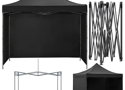 Partytent - 300x300xcm - Hoogte Verstelbaar - PVC - Polyester - Harmonica- Frame - Zwart