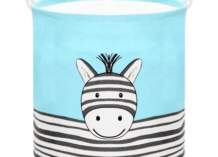 Opbergmand - Speelgoedmand - Kledingmand - Organizer - Handvatten - Zebra - Blauw -Zwart - Wit