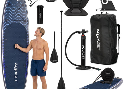 SUP Board - Opblaasbaar Paddle Board - Met Tas - Met Zitje -Inclusief Accessoires - Complete Set - Max. 180KG - 320x84cm - Meerkleurig