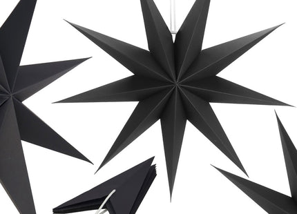 Kerst Ster | Papier | Opvouwbaar | 60 cm | Mat/Zwart