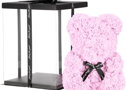 Rozen Beer | Rozenbeer | Rose Bear | Rozen Teddybeer | Liefde | Inclusief Giftbox | 36 x 26 x 26 cm | Roze / Zwart