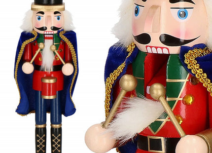 Notenkraker Kerst | 38 cm | Blauw/Rood/Goud/Zwart/Groen