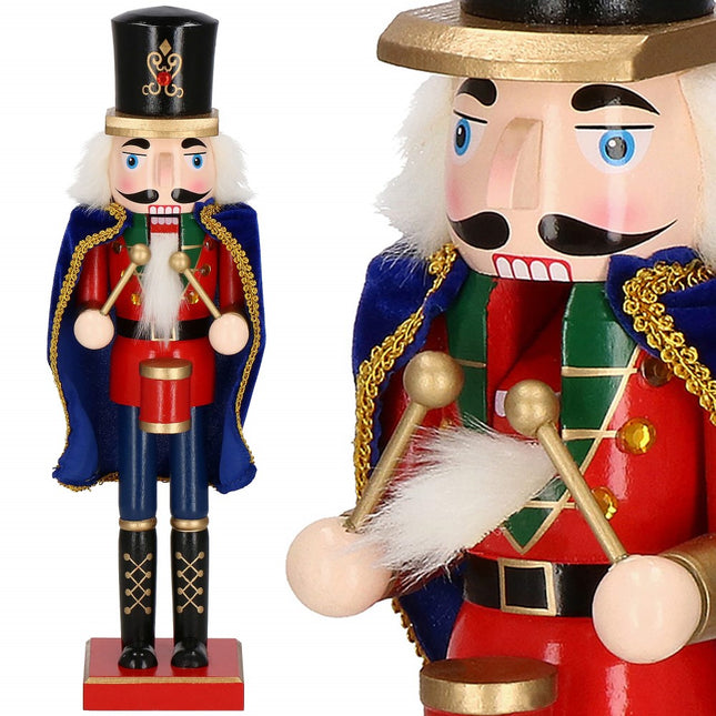Notenkraker Kerst | 38 cm | Blauw/Rood/Goud/Zwart/Groen