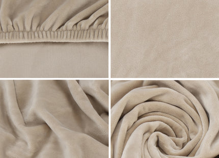 Velvet Stoelhoes - Voor Eetkamerstoelen - Met Stretch - Beige
