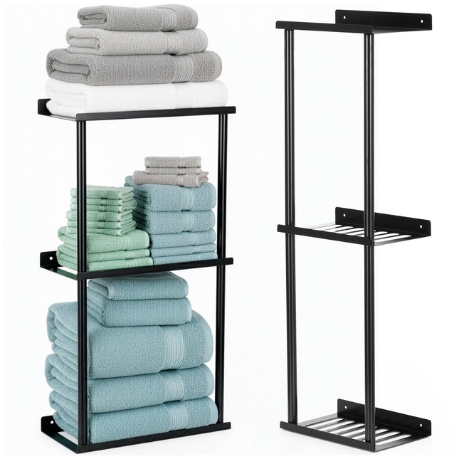 Handdoekhouder - Handdoekrek - Badkamer - Metaal - Zwart  - 77 cm