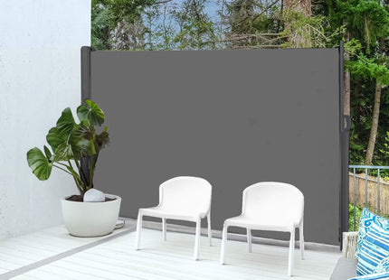 Windscherm - Tuinscherm - Oprolbaar - Waterbestendig - Staal - Aluminium - Lichtgrijs - 250 X 160 CM