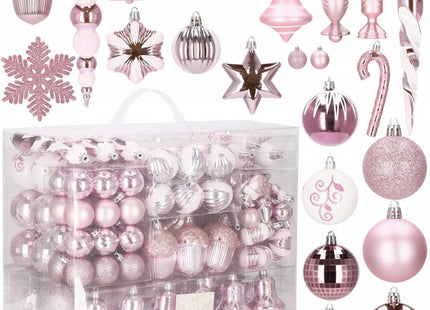 Kerstballen | 153 Stuks | Roze/Wit