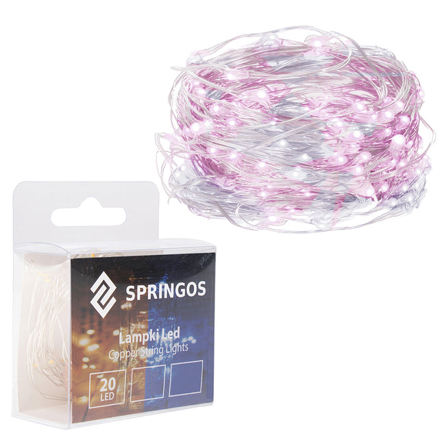 Kerstboomverlichting - 20 LED - Microdraden - 1.9 M - Koud Wit/Roze