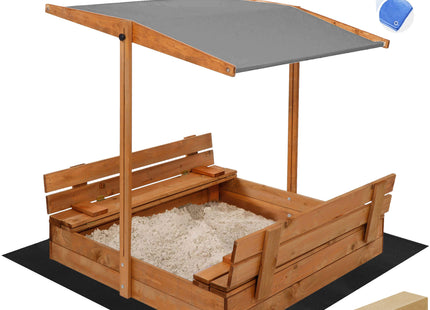 Zandbak - Met Deksel - Met Bank - Inclusief Gronddoek - Met Dak  - Geïmpregneerd - 120 x 120 CM