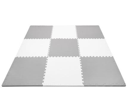 Speelmat | Speelmat Foam | Puzzelmat | 9 Puzzelstukken | 179 x 179 cm | Grijs/Wit
