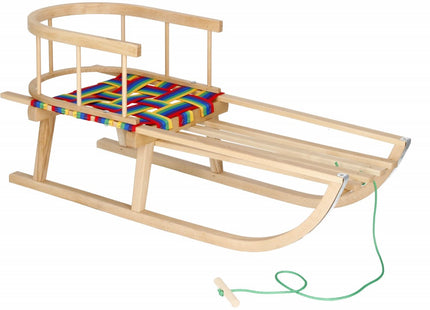 Slee + Rugleuning | Sleeën & Accessoires | Winterspeelgoed | Gelakt Beukenhout | Neutraal/Multicolor