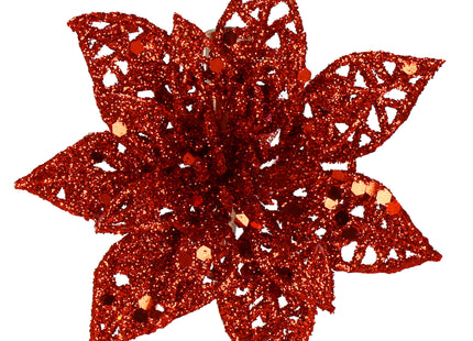 Kerstboomhanger | Met Clip | Ster van Bethlehem | Rode Glitter | 9 Cm
