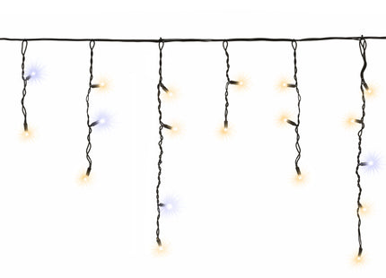 Lichtgordijn | IJspegel Verlichting | 50 LEDs | Warm wit + Koud wit flits | 2,5 M