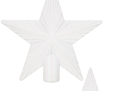 Kerstboom Piek | Ster | 21 cm | Wit | Glitter