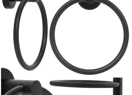 Handdoekring | Badkamerhanger | Handdoekrek | RVS | Ring | Mat | Zwart | 3 Kg