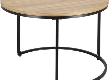 Salontafel | Salontafel Set | Rond | 2-Delig | Zwart/Naturel