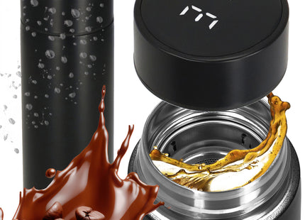 Thermosfles - Thermoskan - LCD- Display - 500 ML - RVS - Zwart